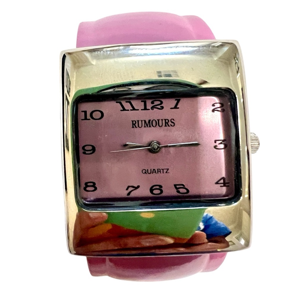 5/$20 Rumours Pink Square Watch w Metal Cuff Band